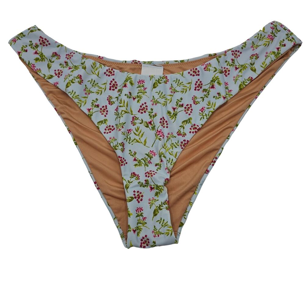J. Crew Womans size L Curved Waist Bikini Bottom Cloud Meadow Floral Cheeky NEW